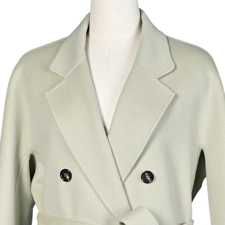 Stylish Light Green Women's Cashmere-Merino Wool Winter Long-Coat for Fashion