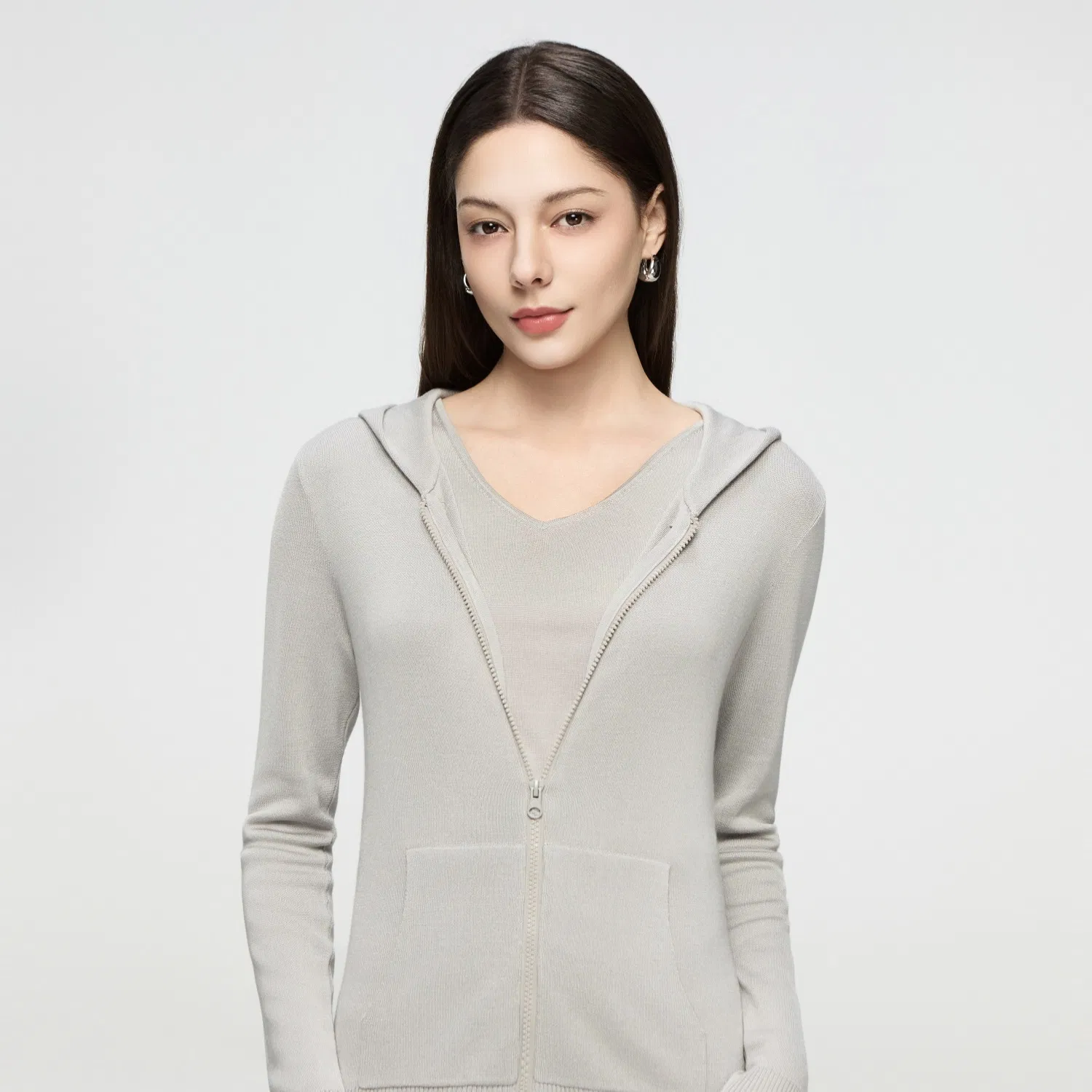 Women's Casual Lightweight Fine Gauge 16 Needle Wool Blend Cardigan for Layering