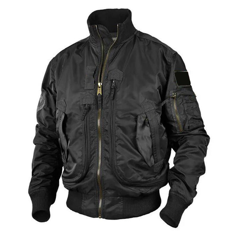 Durable Quick Dry Windproof Vintage Zipper Stand Collar Softshell Bomber Jacket