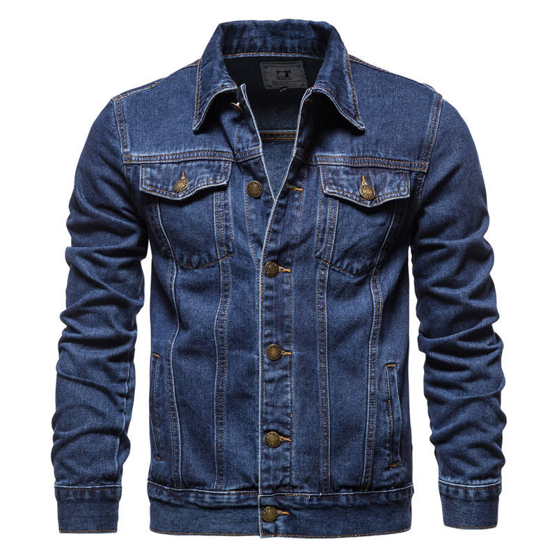Wholesale Fashion Casual Men's Jean Jacket Denim Motorcycle Clothing Wind Custom Bomber Denim Jackets for Men with Embroidery Printing Logo