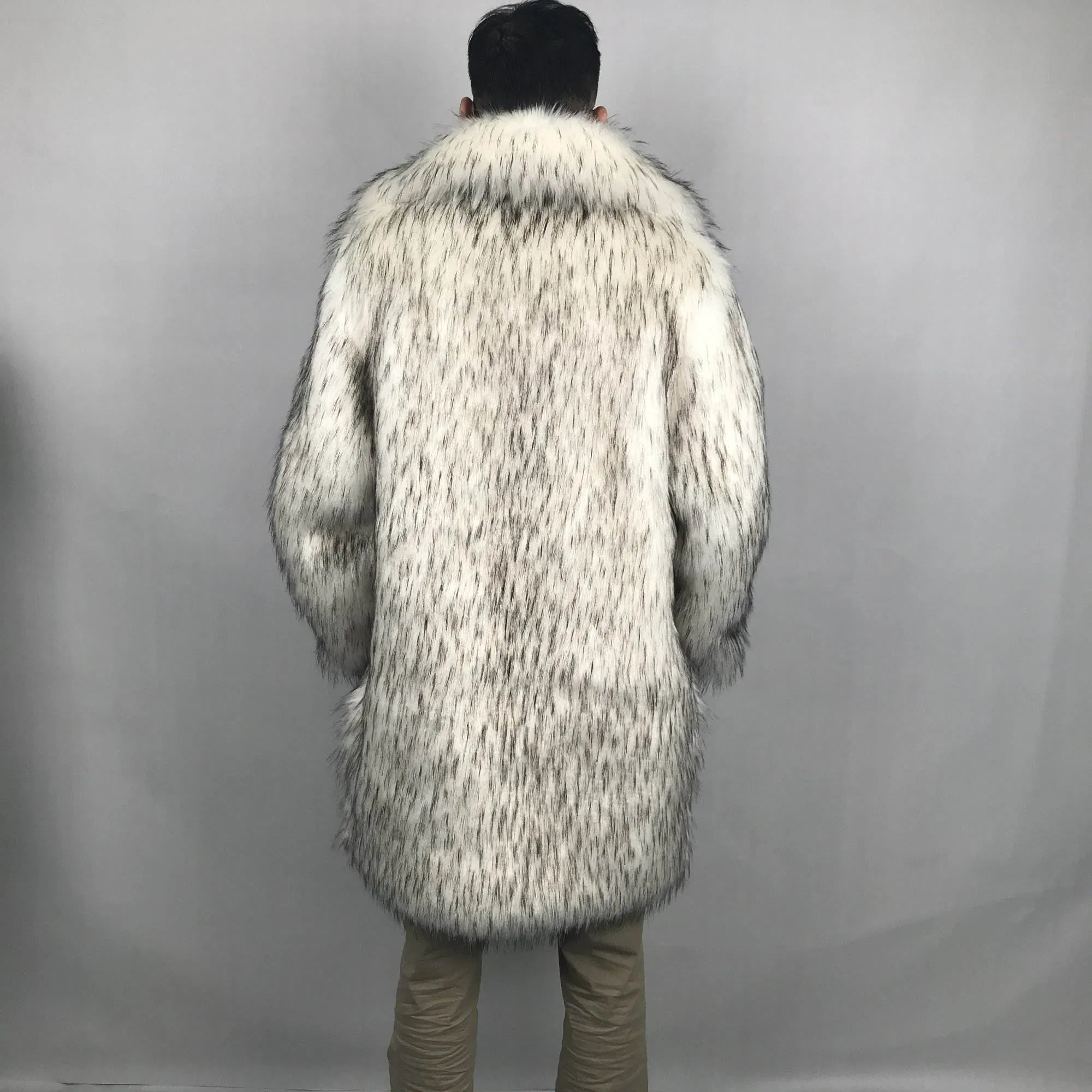 Custom Plus Size Men's Winter Faux Fur Trench Coat