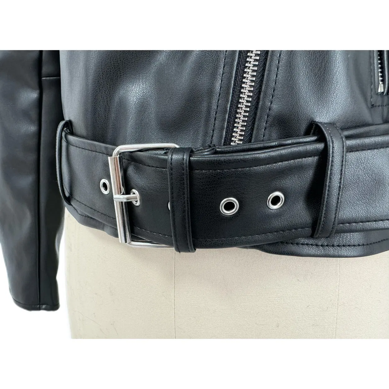 Design Faux Leather Coat Diagonal Zipper Women's Short Motorcycle PU Leather Jacket