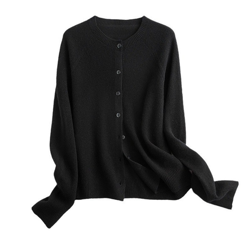 The Clothing Factory Offers Fashionable Customization. Women′ S Gray-Style Round-Neck Long-Sleeved Short Sequin Knitted Cardigans.