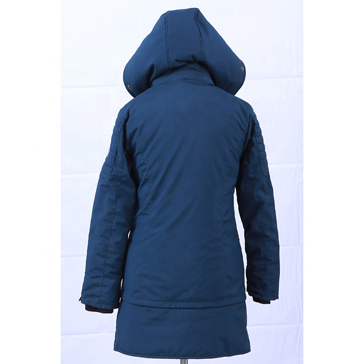 Custom Women Blue Tech Winter Parka Textile Jacket Parka