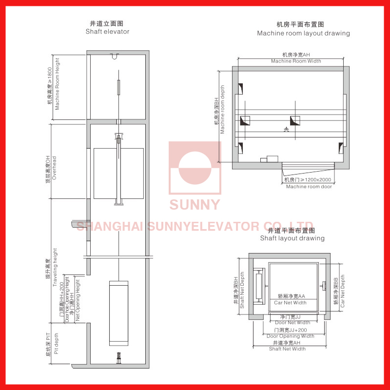 Load 100~300kg and Speed 0.4m/S for Dumbwaiter Elevator