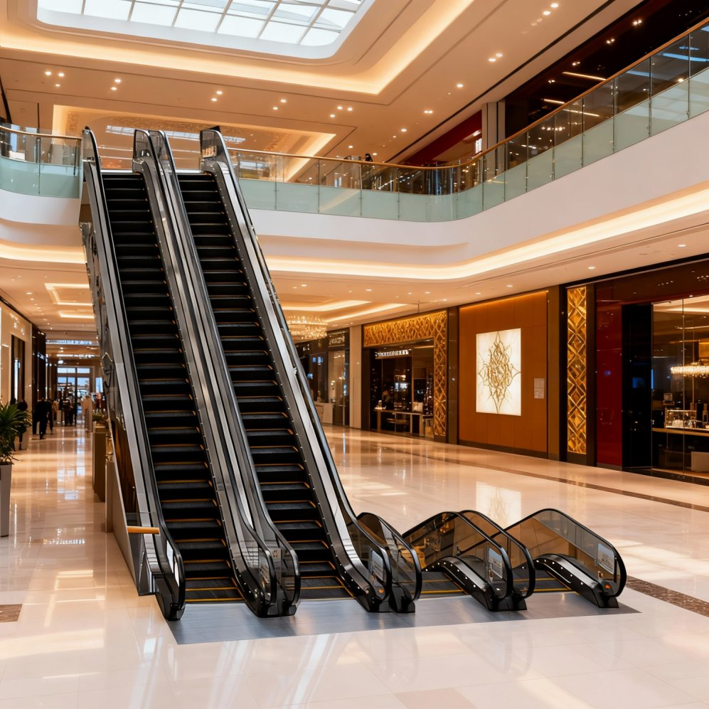 Atrium Showcase Escalator Becomes Architectural Focal Point