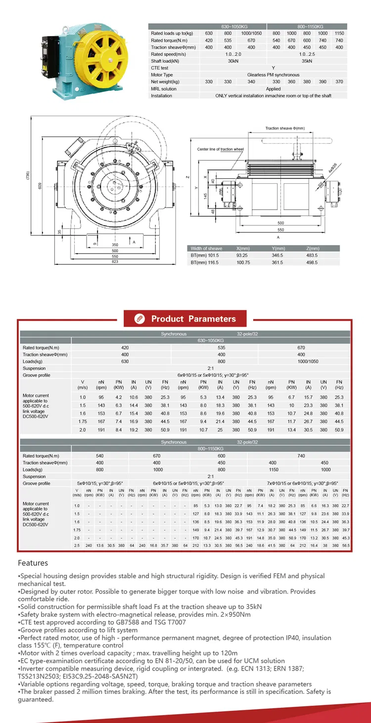 Traction Machine Specs