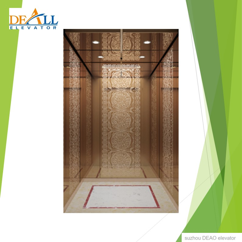 PVC or Marble 1.0-8.0m/S Deao Solid Wooden Case Hospital Passenger Elevator