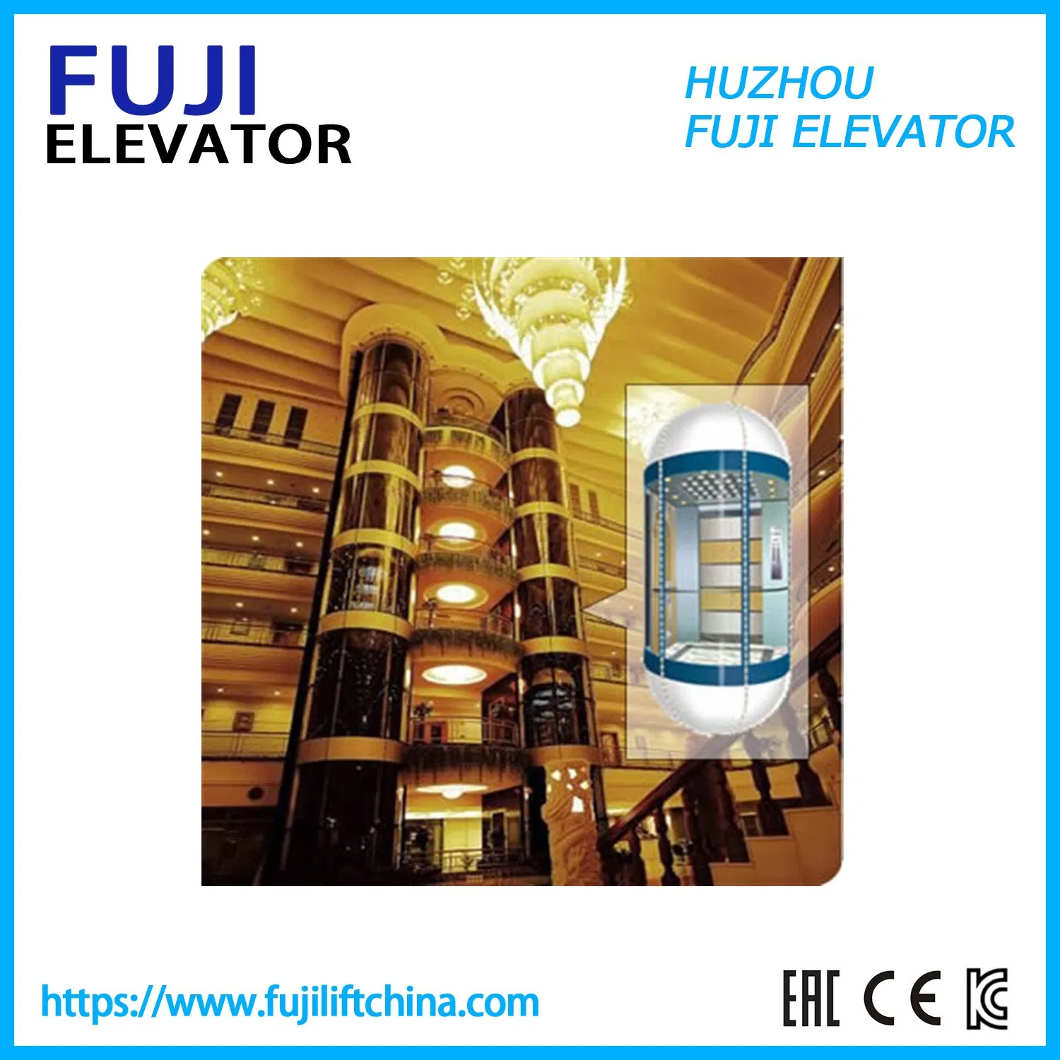 FUJI China Factory Panoramic Residential Sightseeing Elevator Passenger Elevator Home Elevator with Cheap Price Sale