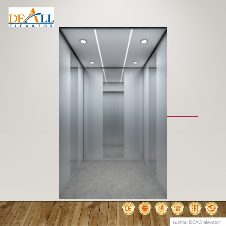 PVC or Marble 1.0-8.0m/S Deao Solid Wooden Case Hospital Passenger Elevator