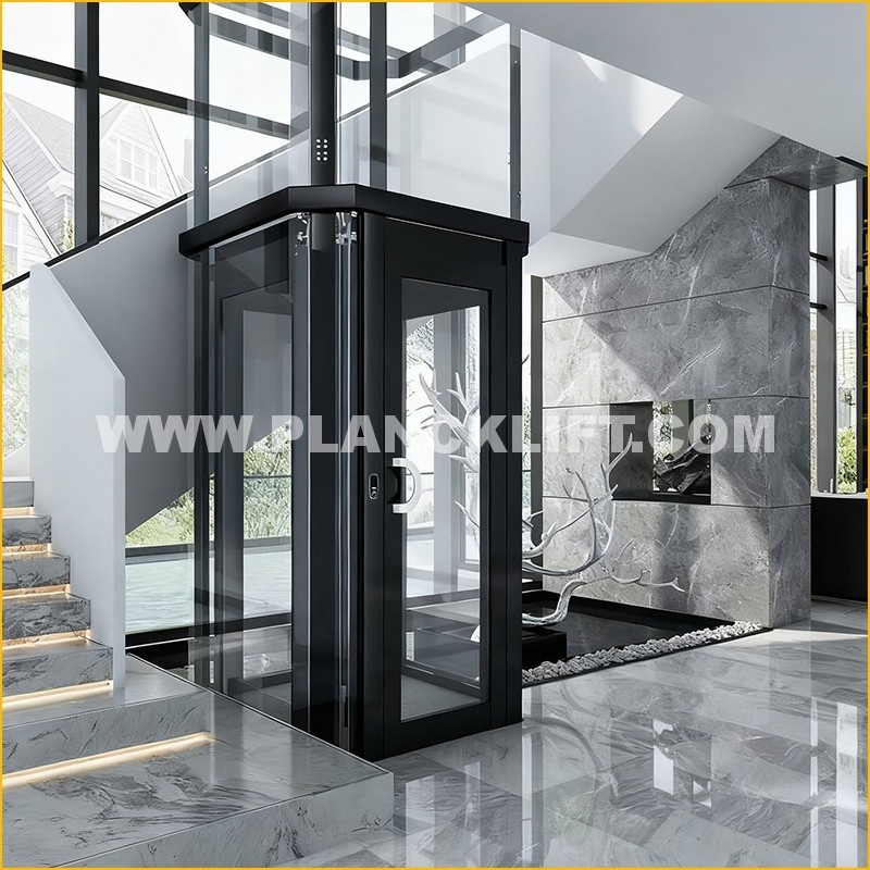 Planck Elevator Factory Direct Passenger Lift Elevator FUJI OEM Compact Residential Small Platform Home Lift Elevator with Pitless 360 Degree Panoramic View