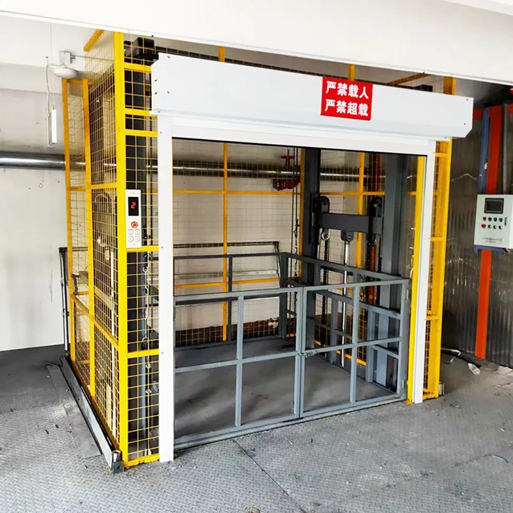 Electric Hydraulic Freight Elevator for Factory Floors Guide Rail Lift Platform