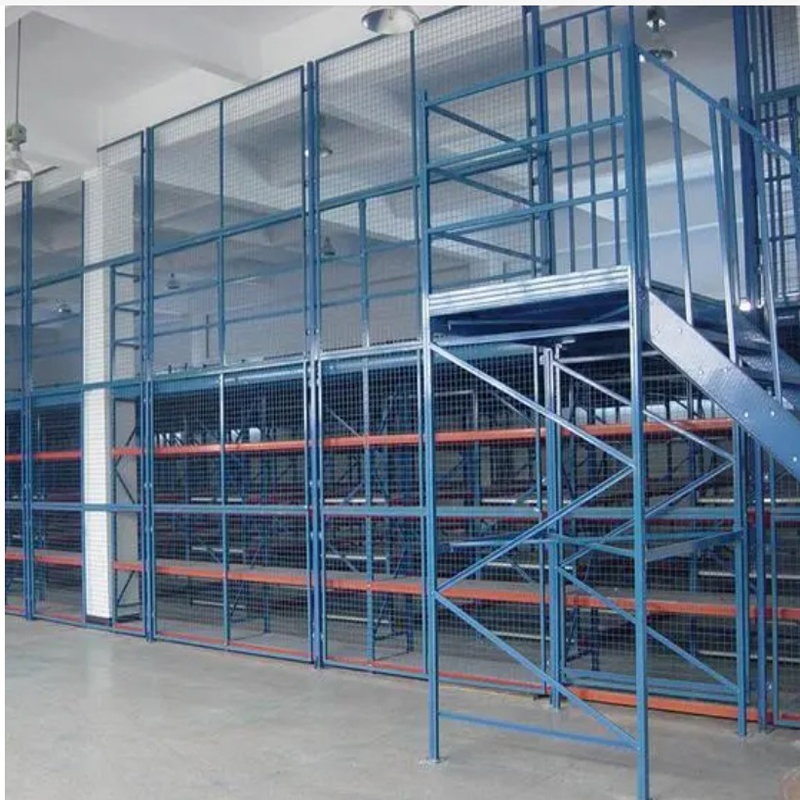 High-Strength Steel Mezzanine Platforms with Safety Railings for Creating Additional Office or Storage Levels