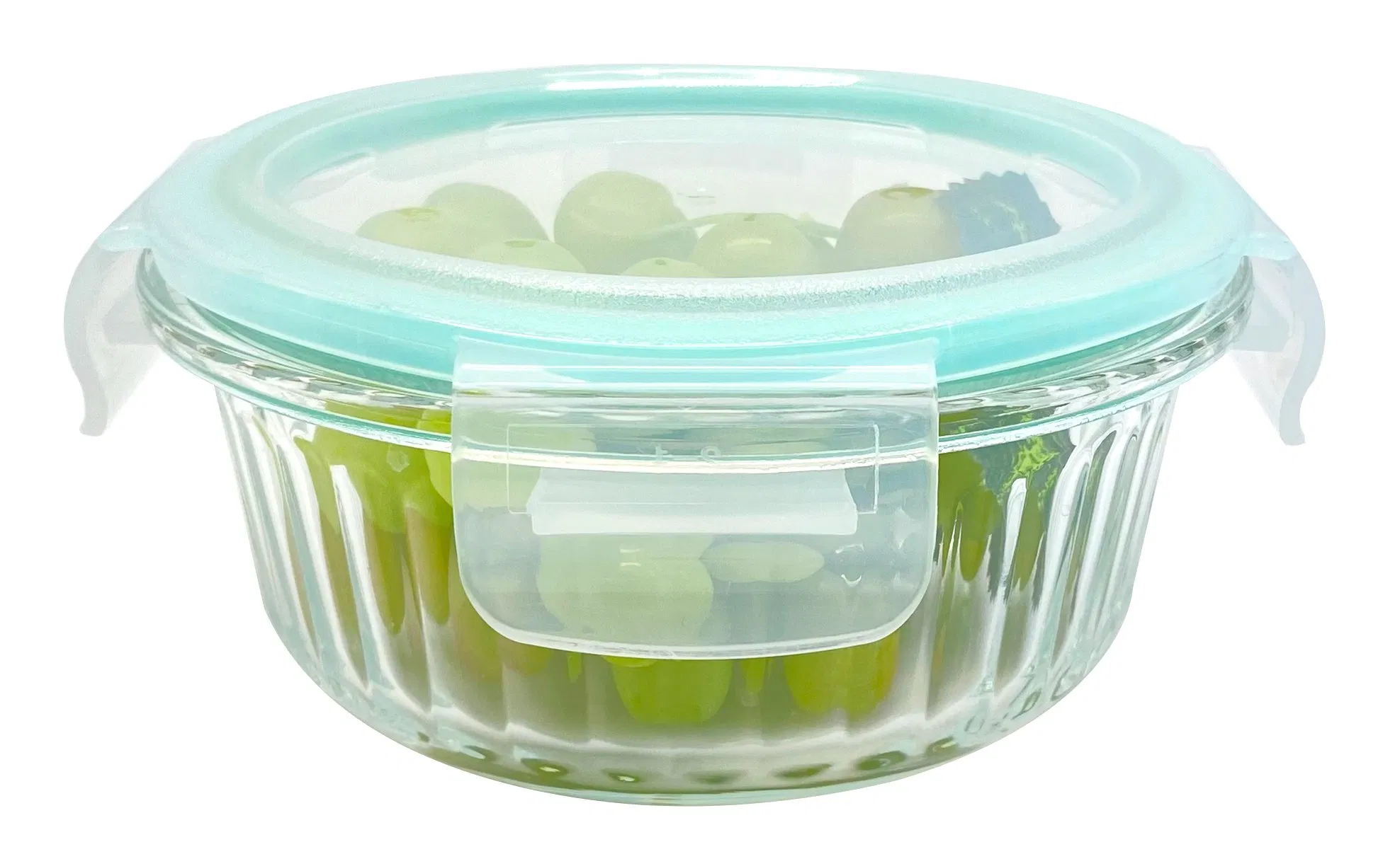 Child-Safe Striped Glass Storage with Secure PP Locking Cover, Microwave/Freezer Safe for Family Use 390ml