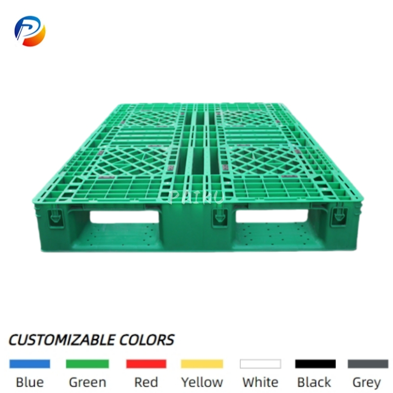 Heavy-Duty 8 Steel Tubes Reinforced Euro HDPE Plastic Pallet for Heavy Cargo Rack Transportation