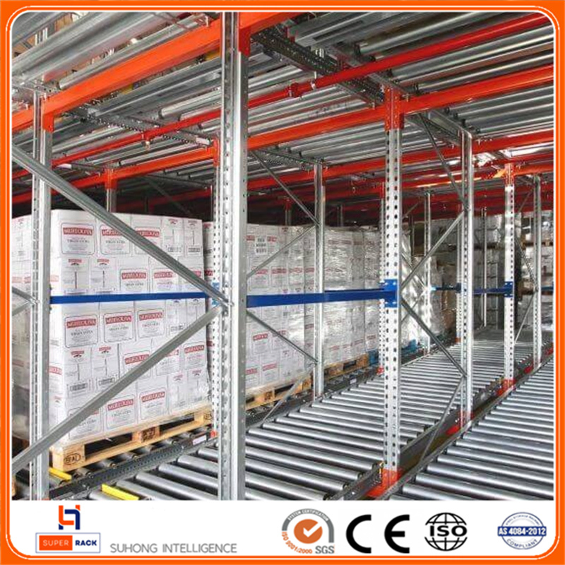 CE Approved Carton Pallet Flow Rack Warehouse Steel Live Pallet Flow Gravity Flow Racking with Roller Conveyor System Storage Rack Warehouse Metal Shelf