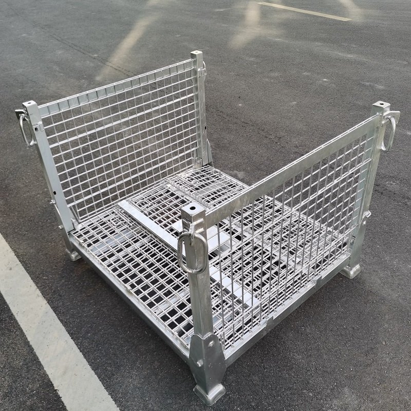 Roller Steel Box Wire Cage Foldable Metal Bin Storage Wire Mesh Pallet