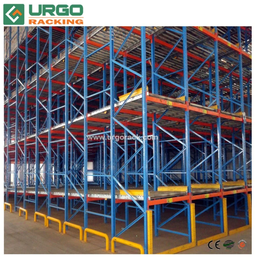 Racking System Blue and Orange Steel Beam Racking Gravity Flow Roller Rack