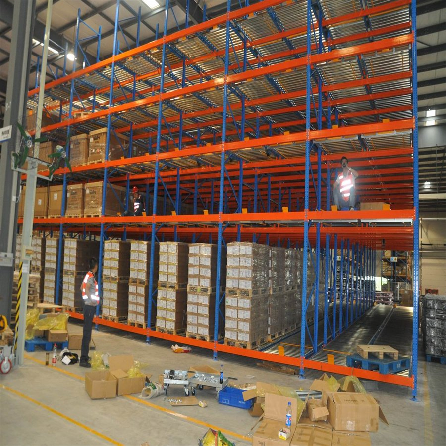High Density Steel Gravity Flow Pallet Racking for Warehouse Storage