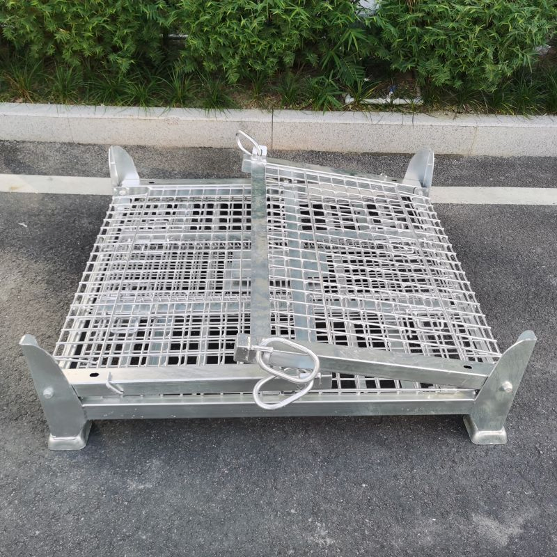 Roller Steel Box Wire Cage Foldable Metal Bin Storage Wire Mesh Pallet