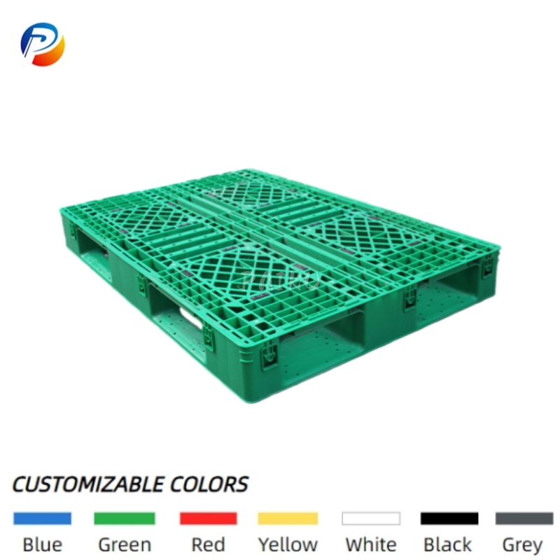 Heavy-Duty 8 Steel Tubes Reinforced Euro HDPE Plastic Pallet for Heavy Cargo Rack Transportation