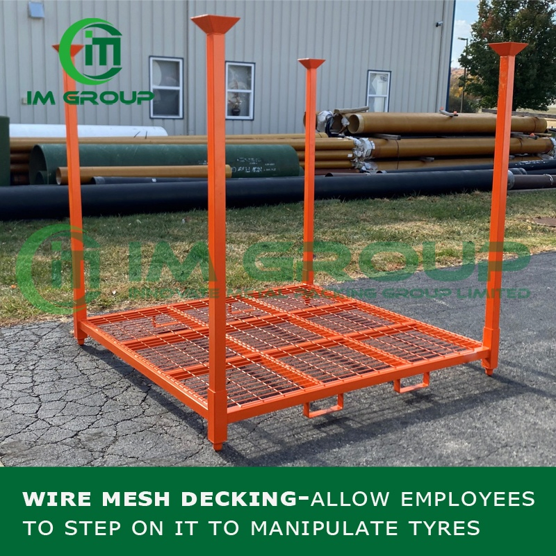 Space-Saving Powder Coating Stacking Mild Steel Tire Pallet for Organized Storage