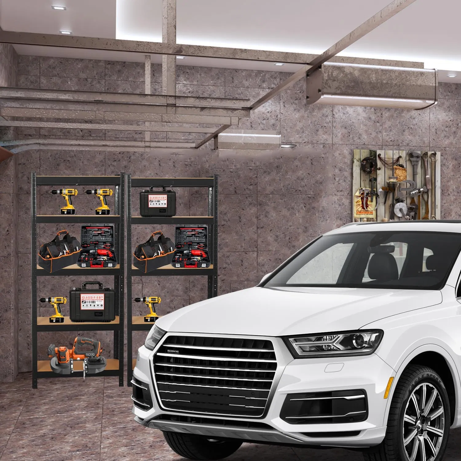 Black Boltless Assembling Rack Heavy-Duty Steel Rivet Shelving for Warehouse Garage Storage