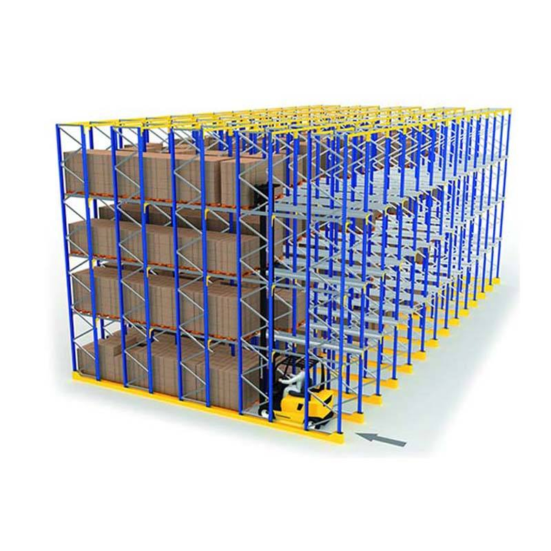 Industry Heavy Duty Durable Adjustable Narrow Aisle Drive-in Warehouse Frame Metal Steel Warehouse Storage Drive-in Radio Shuttle Car Pallet Rack