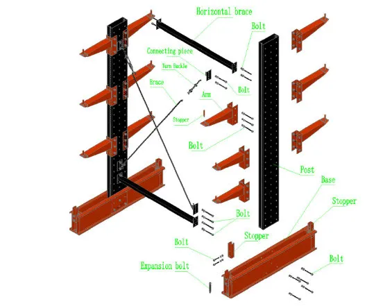 Heavy Duty Cantilever Rack Drawing