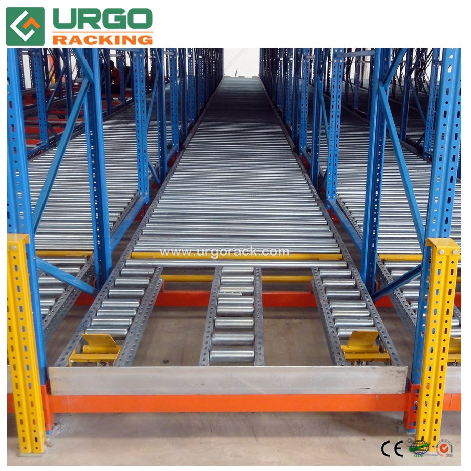 Racking System Blue and Orange Steel Beam Racking Gravity Flow Roller Rack
