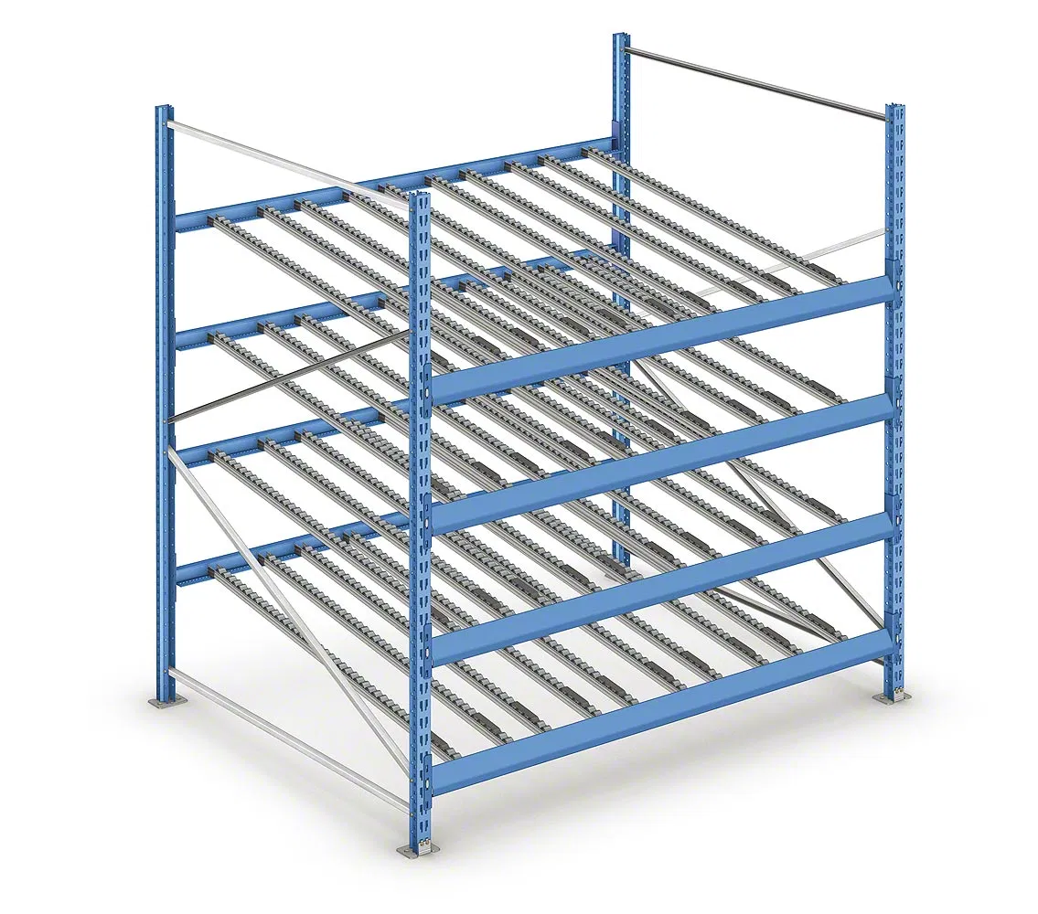 Slide Carton Flow Through Rack for Dynamic Storage.