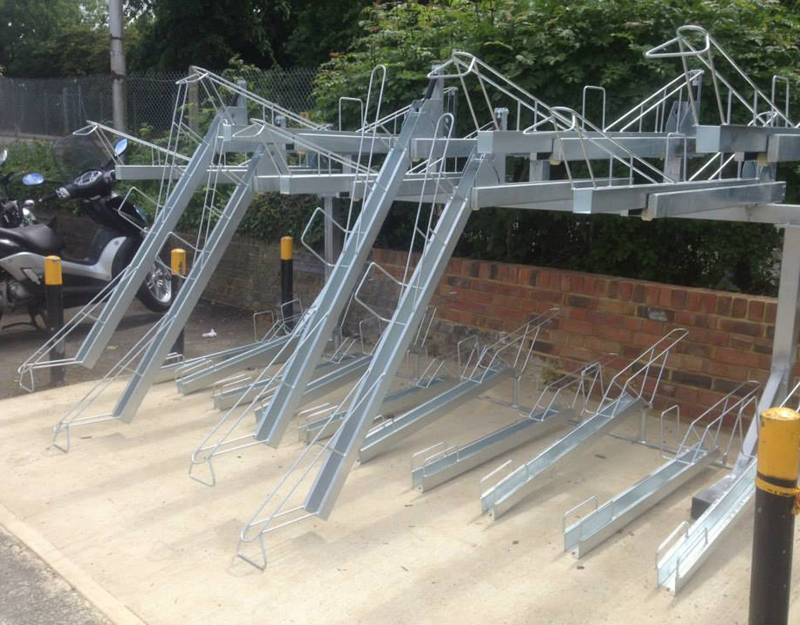 Hot Galvanized Two Tier Bicycle Double Decker Bike Stand Bicycle Parking Racks