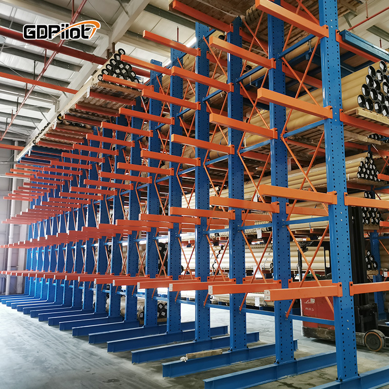 Cantilever Warehouse Storage Rack Long Span Steel Shelving System Pipe Lumber Display Shelf Metal Product Solution Rack