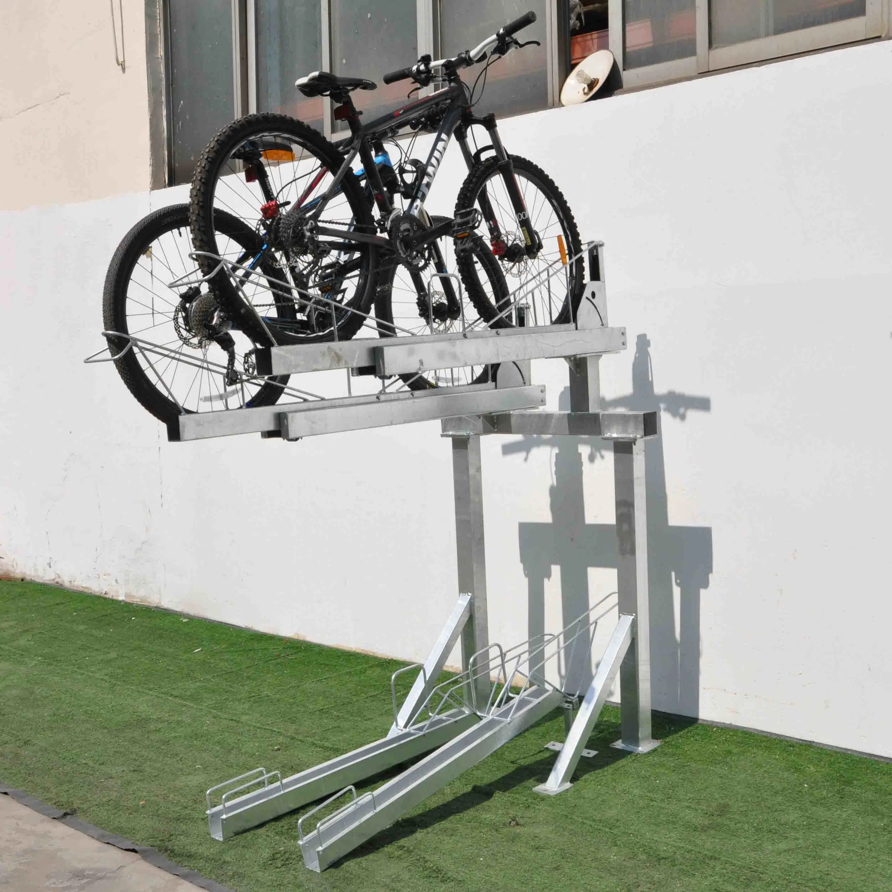 Carbon Steel Cycle Storage 4 Stands Double Deck Bike Rack for Garage