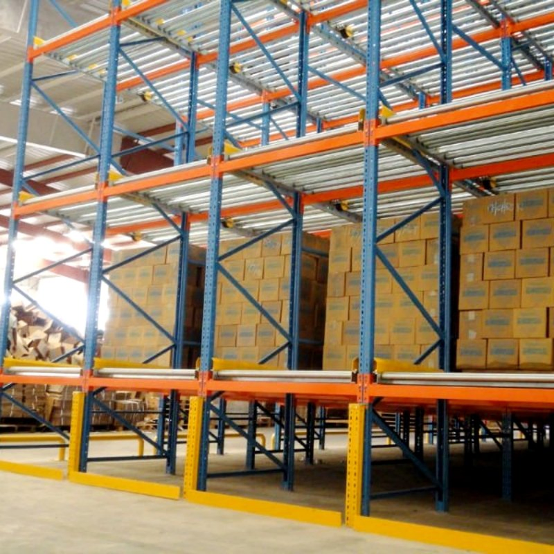 Customized High Density Adjustable Selective Gravity Racking Steel Warehouse Storage Heavy Duty Gravity Flow Roll Storage Rack Pallet Rack