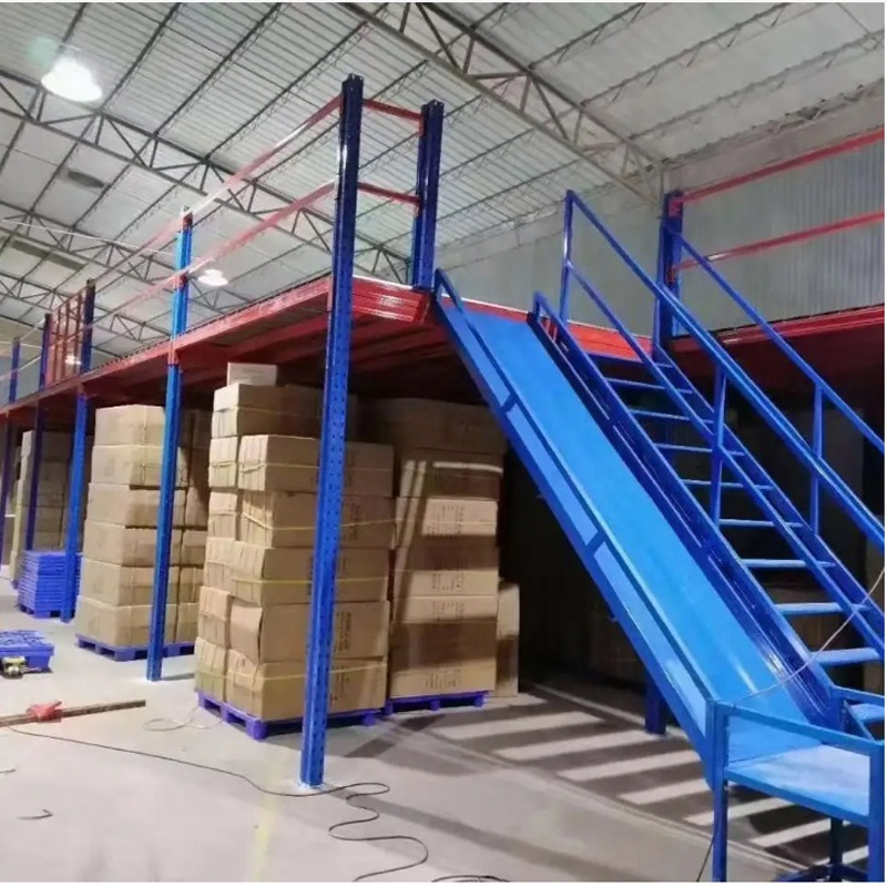 High-Strength Steel Mezzanine Platforms with Safety Railings for Creating Additional Office or Storage Levels