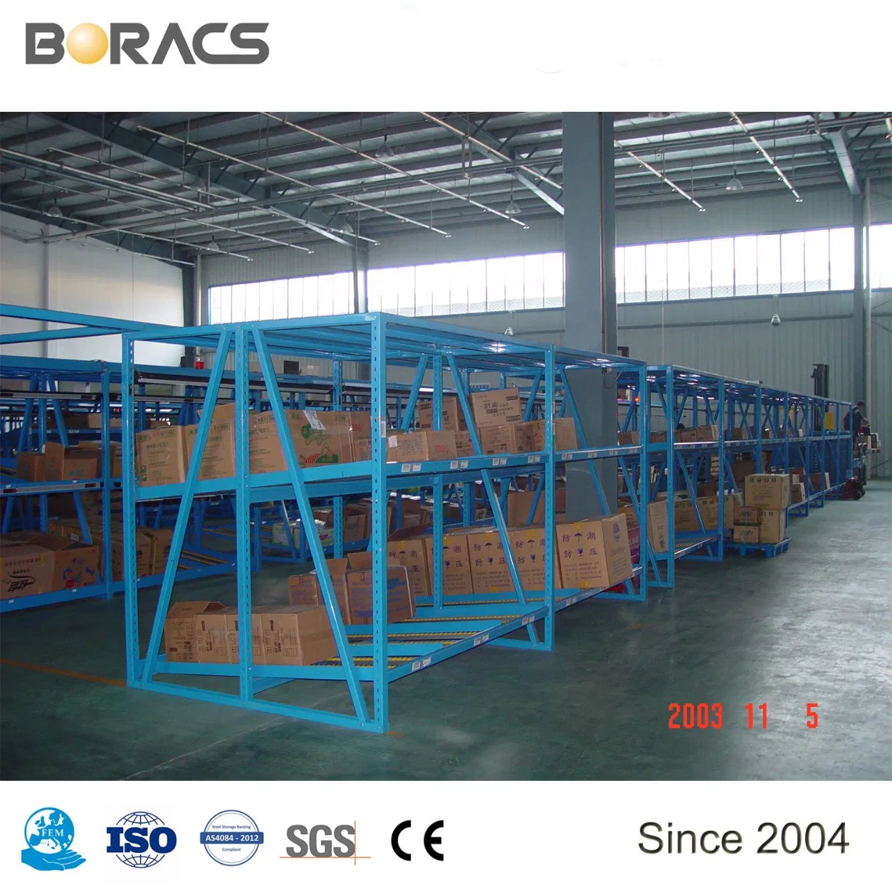 Metal Warehouse Storage Carton Flow Rack / Gravity Self Sliding Roller Shelf System Rack