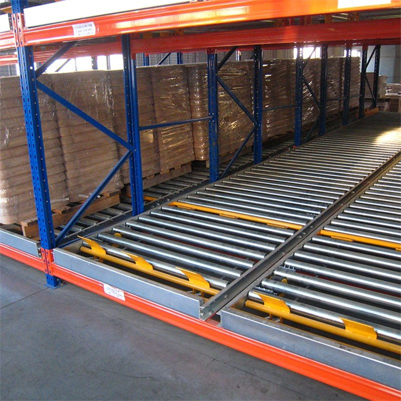 Customized High Density Adjustable Selective Gravity Racking Steel Warehouse Storage Heavy Duty Gravity Flow Roll Storage Rack Pallet Rack
