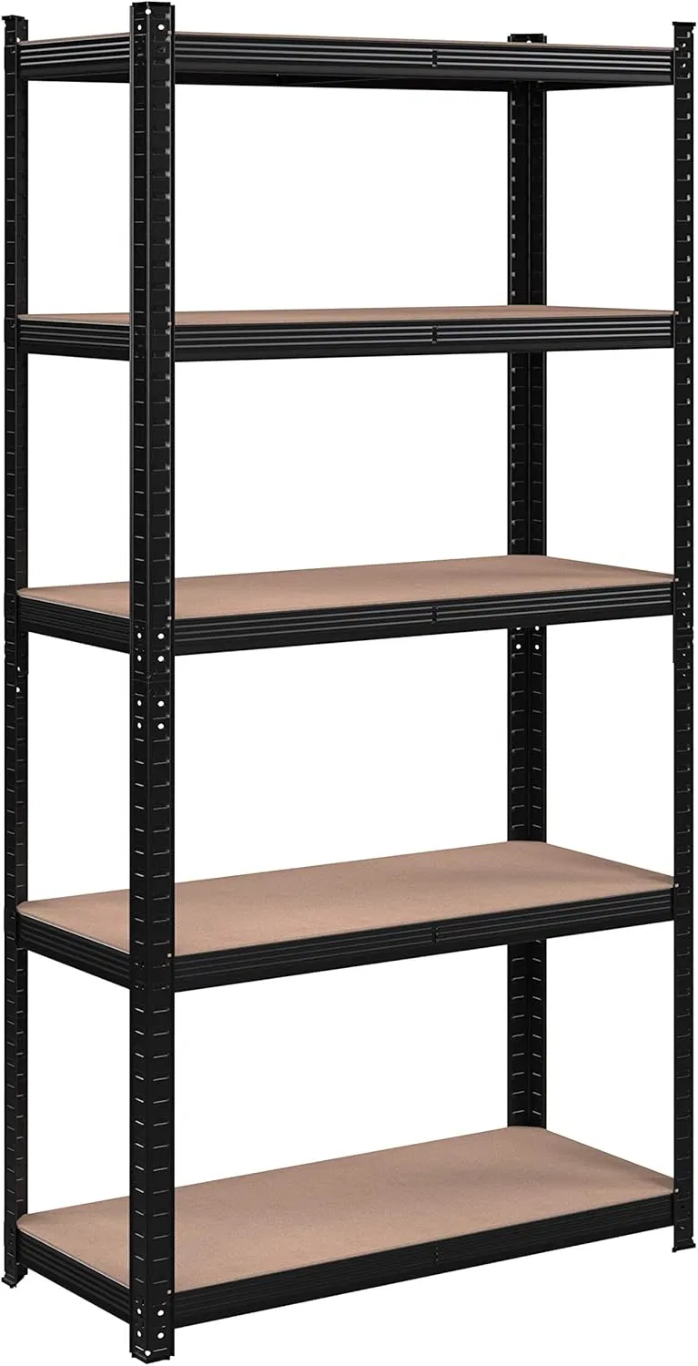 5-Tier Black Heavy-Duty Shelving