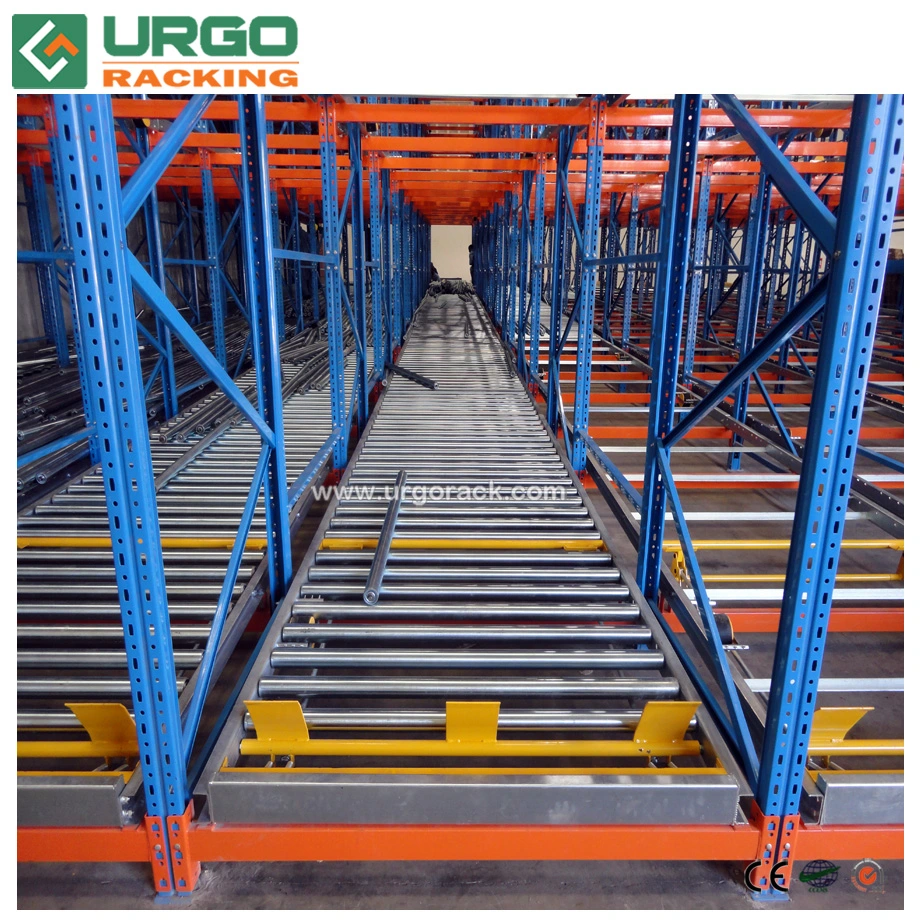 Racking System Blue and Orange Steel Beam Racking Gravity Flow Roller Rack