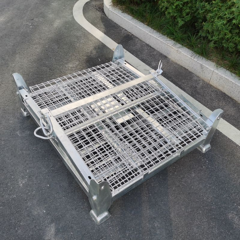 Roller Steel Box Wire Cage Foldable Metal Bin Storage Wire Mesh Pallet