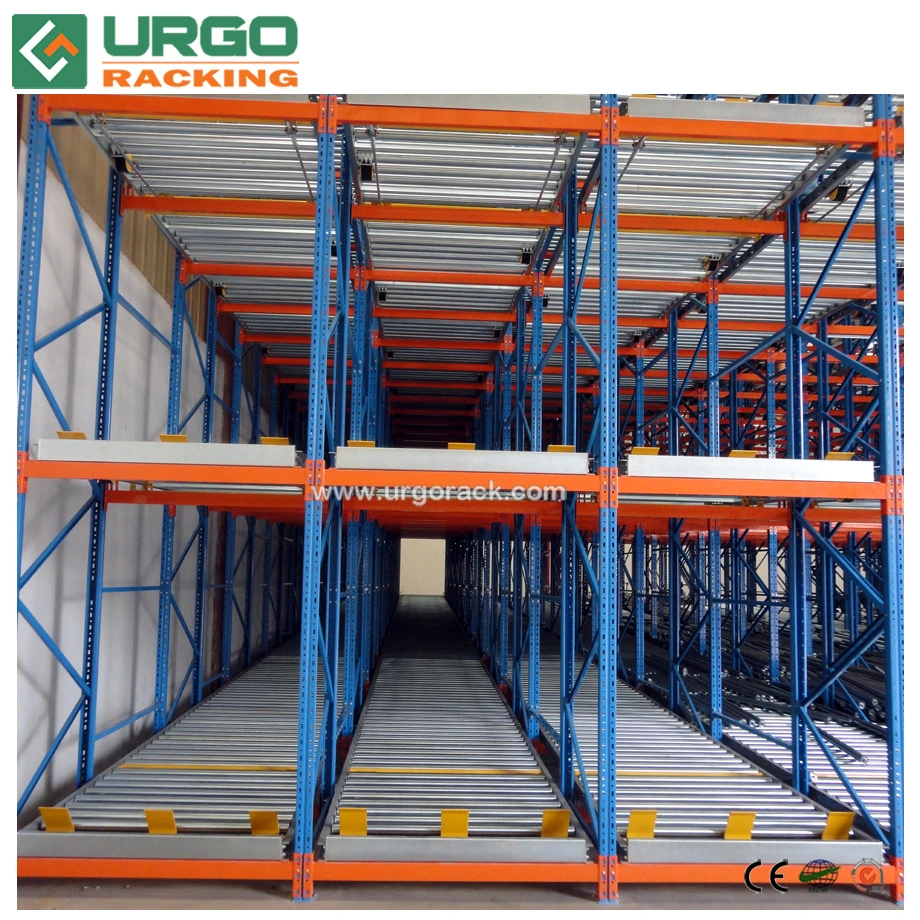 Racking System Blue and Orange Steel Beam Racking Gravity Flow Roller Rack
