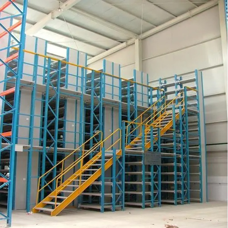 High-Strength Steel Mezzanine Platforms with Safety Railings for Creating Additional Office or Storage Levels