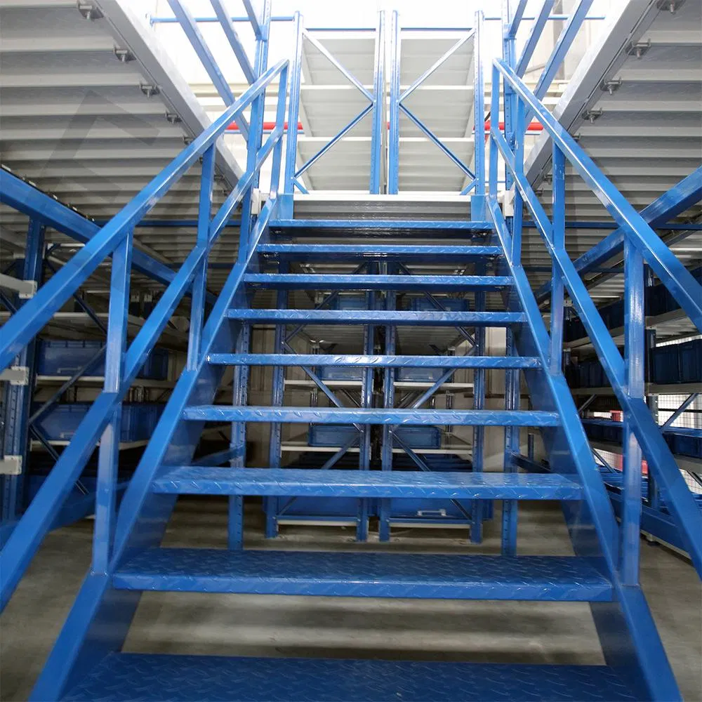 E Commerce Warehouse Medium Duty Angel Steel Rivet Bolt Less Multi-Tier Metal Display Storage Panel Shelving Mezzanine for Carton Box Tote Small Cargoes