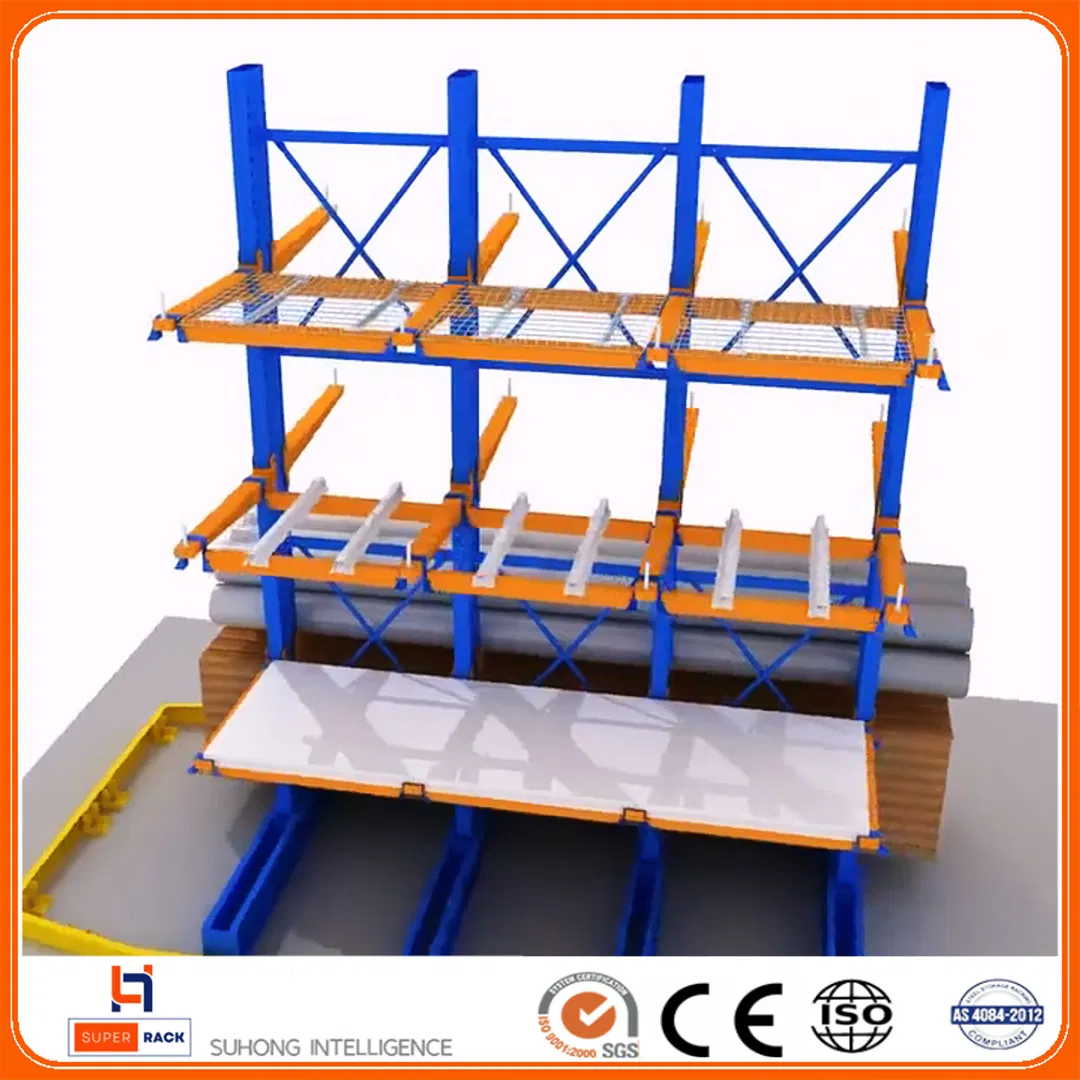 Metal Warehouse Storage Mezzanine Floor/ Single Double Manual Telescopic Cantilever Rack/Pipe Roll Storage/Pull out Sheet /Pallet Flow/Pallet Shuttle Racking