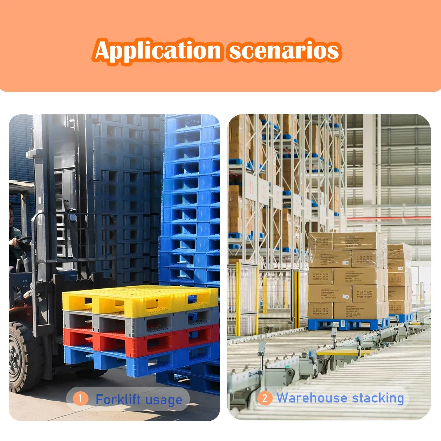 Huading 1200*1000*150mm Open Deck HDPE Steel Tube Pallets Durable Euro 3 Runners Heavy Duty Plastic Pallet for Warehouse Storage