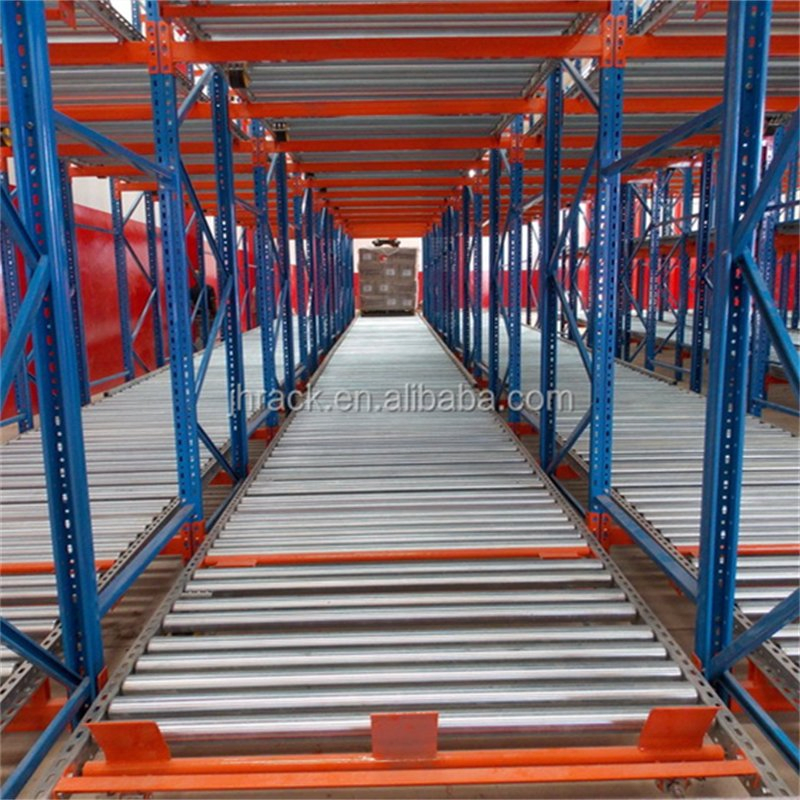 Customized High Density Adjustable Selective Gravity Racking Steel Warehouse Storage Heavy Duty Gravity Flow Roll Storage Rack Pallet Rack