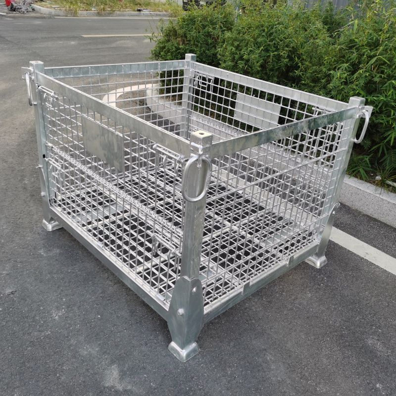 Roller Steel Box Wire Cage Foldable Metal Bin Storage Wire Mesh Pallet