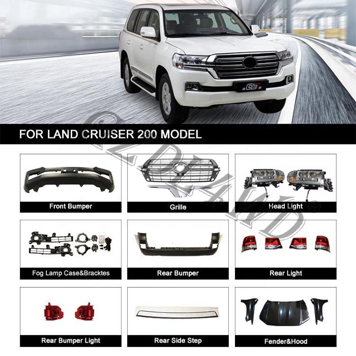 مجموعة تحويل السيارات 4WD 4X4 مجموعات هيكل السيارة لسيارة لاند كروزر LC200 2008-2015 ترقية إلى LC200 2016-2019