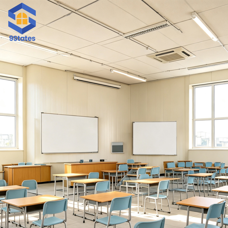 تصميم دوار أكاديمية حاويات مدرسية محمولة لمنطقة الفيضانات محكم الإغلاق لجميع الأحوال الجوية